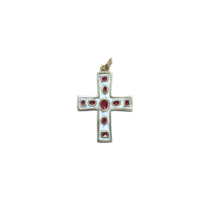 Pendentif communion croix et émaux – 4,5 cm – 780
