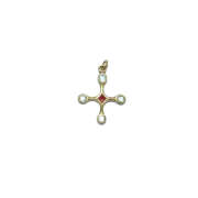 Pendentif croix pommelée, bijou religieux – 3,9 cm – B4 BLANC_- Les Tailleurs d'Images