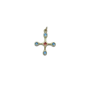 Pendentif croix pommelée, bijou religieux – 3,9 cm – B4 BLEU_- Les Tailleurs d'Images