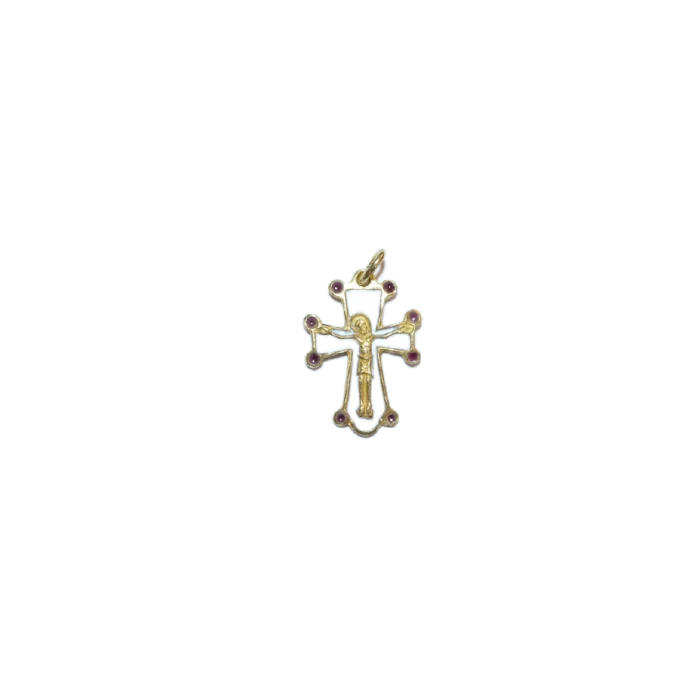 Crucifix cadeau baptême, sur croix médiévale – 3,2 cm – 0197