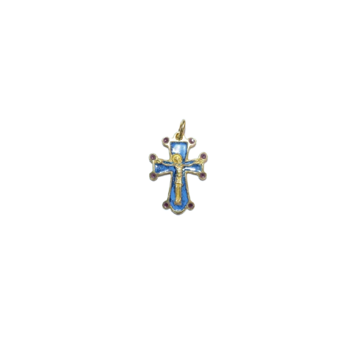 Crucifix cadeau baptême, sur croix médiévale – 3,2 cm – 0197