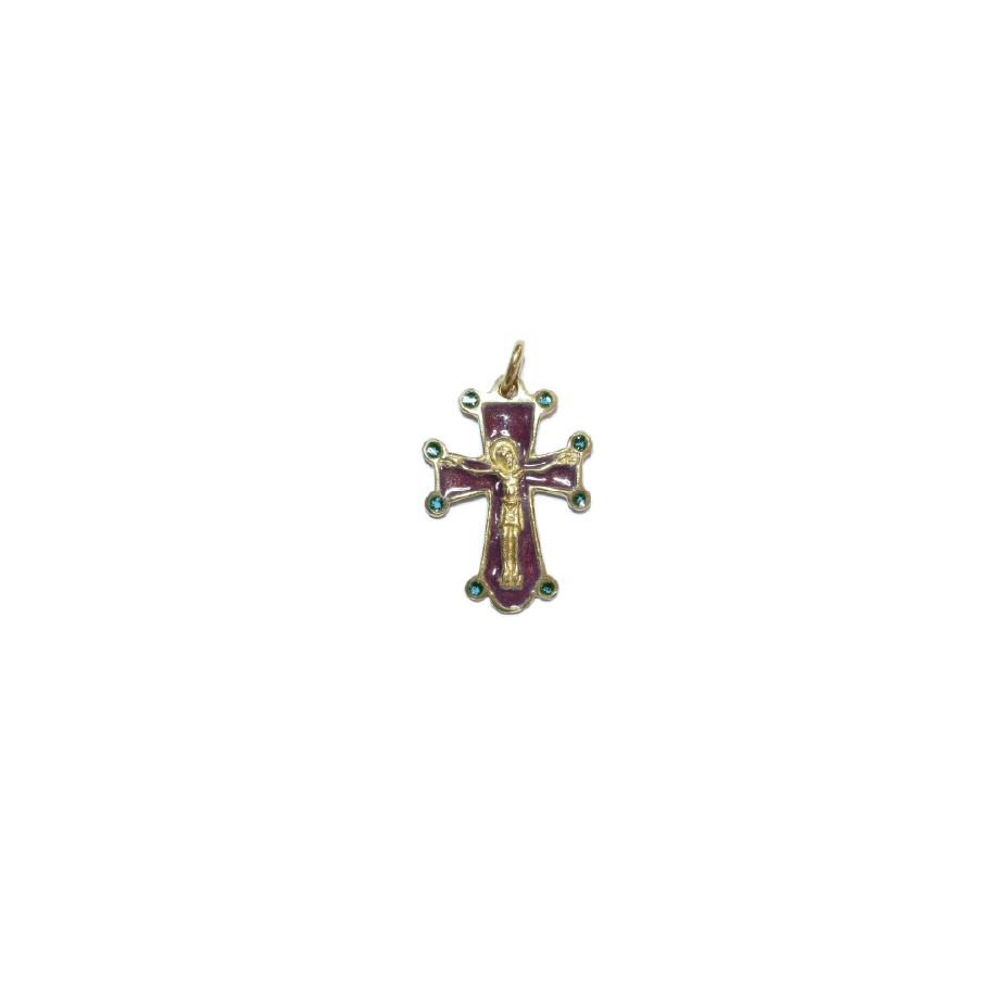 Pendentif crucifix sur croix médiévale – 3,2 cm – 0197 rouge | Les Tailleurs d'Images