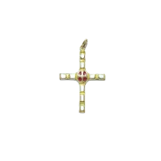 Petite croix émaillée, bijou pendentif, cadeau de communion