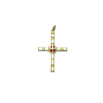 Petite croix émaillée, bijou pendentif, cadeau de communion – 4,6 cm – B2