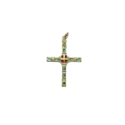 Petite croix émaillée, bijou pendentif, cadeau de communion – 4,6 cm – B2 VERT_- Les Tailleurs d'Images