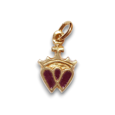 Cœurs croisés couronnés, Bijou pendentif Sacré-Cœur – 2,2 cm – N63