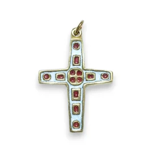 Bijou communion croix émaux – 4,5 cm – 770