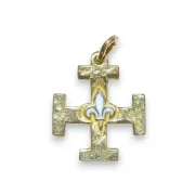 Pendentif Croix des Scouts de France fleur de lys blanche