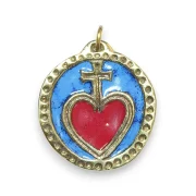 Pendentif sacré-cœur bleu et or