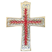 Croix enflammée, symbole du Saint-Esprit, en bronze émaillé