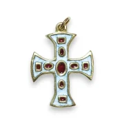 Croix évasée, pendentif émaillé et cabochons - Les Tailleurs d'Images