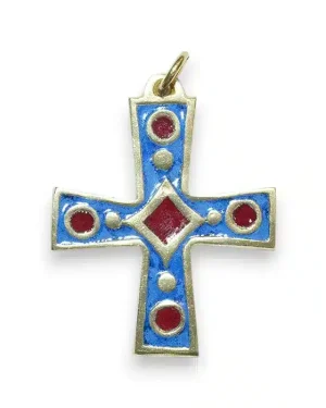 Motif Géométrique sur pendentif croix – 4,7 cm – 940