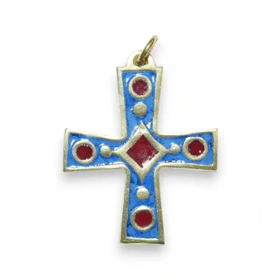 Motif Géométrique sur pendentif croix – 4,7 cm – 940