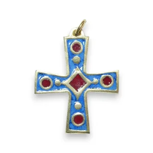 Motif Géométrique sur pendentif croix – 4,7 cm – 940