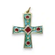 Croix à motifs géométriques verte et rouge - 940