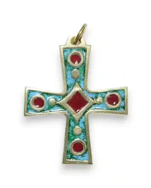 Motif Géométrique sur pendentif croix – 4,7 cm – 940