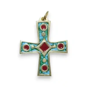 Motif Géométrique sur pendentif croix – 4,7 cm – 940
