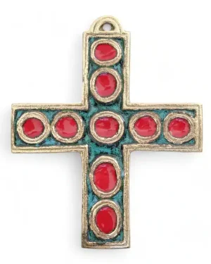 Croix murale neuf cabochons – 9,5 cm – 936