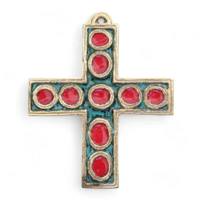 Croix murale neuf cabochons – 9,5 cm – 936