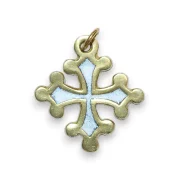 Croix occitane blanche en bronze émaillé