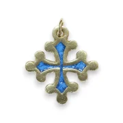 Bijou croix occitane bleue en bronze émaillé