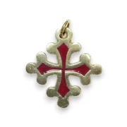 Pendentif croix occitane rouge en bronze émaillé
