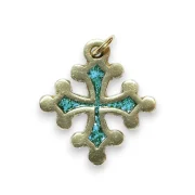 Croix occitane verte en bronze émaillé