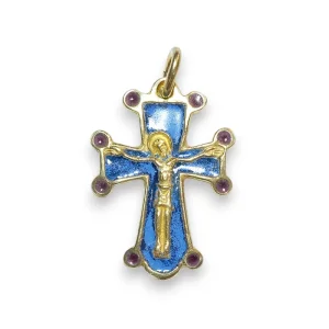 Crucifix cadeau baptême, sur croix médiévale – 3,2 cm – 0197