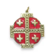 Médaille Croix de Jérusalem, bijou religieux – 5,5 cm – 876 ROUGE