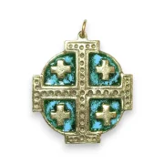 Médaille Croix de Jérusalem, bijou religieux – 5,5 cm – 876 VERT - Les Tailleurs d'Images