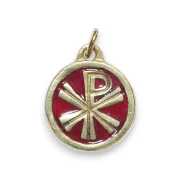 Chrisme pendentif médaillon rouge