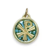 Chrisme pendentif, médaillon vert