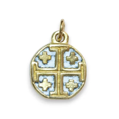 Croix de Jérusalem en médaillon, bijou religieux – 2 cm – 091