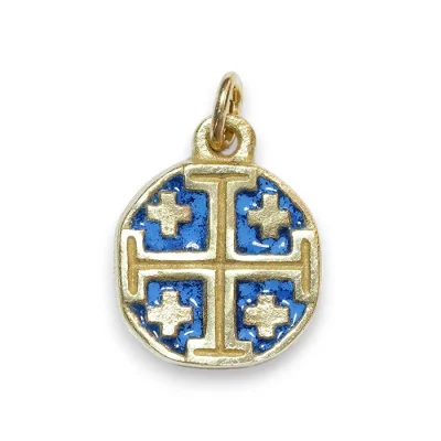 Croix de Jérusalem en médaillon, bijou religieux – 2 cm – 091