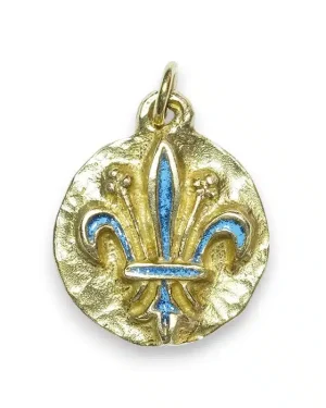 Pendentif fleur de lys en bronze émaillé – 3,4 cm – 026