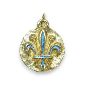 Pendentif fleur de lys en bronze émaillé – 3,4 cm – 026