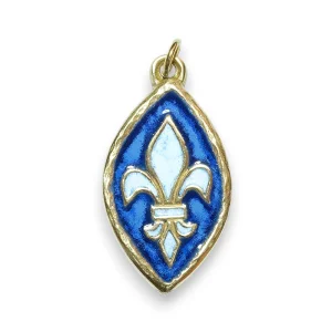 Pendentif Fleur de Lys Mandorle Bronze Émaillé – 5,2 cm – 0144