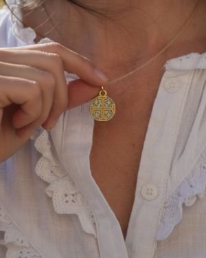 Croix de Jérusalem pendentif, bijou religieux – 2 cm – 091