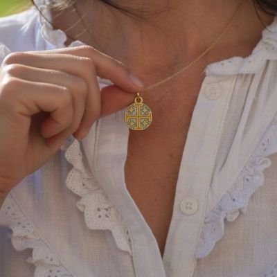 Croix de Jérusalem pendentif, bijou religieux – 2 cm – 091