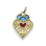 Pendentif bronze sacré-cœur et fleurs de lys