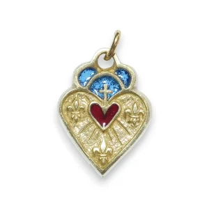 Pendentif Sacré-Cœur et fleurs de lys – 2,5 cm – 0149