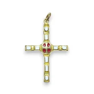 Petite croix émaillée, bijou pendentif, cadeau de communion – 4,6 cm – B2