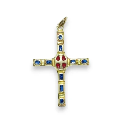 Petite croix émaillée, bijou pendentif, cadeau de communion – 4,6 cm – B2