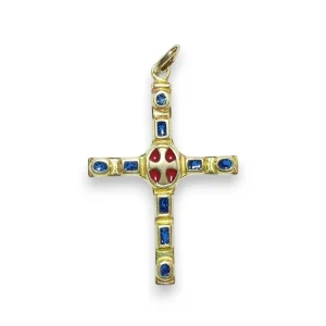 Petite croix émaillée, bijou pendentif, cadeau de communion – 4,6 cm – B2