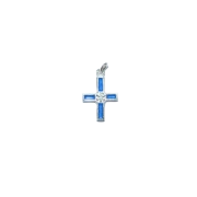 Croix avec Chrisme – bijou en argent massif – 3cm – NA0126 BLEU - Les Tailleurs d'Images