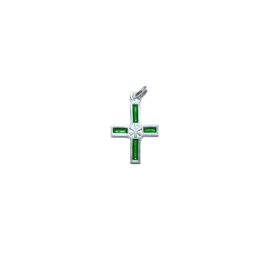 Croix avec Chrisme – bijou en argent massif – 3cm – NA0126 VERT - Les Tailleurs d'Images