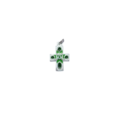 Croix argent, Alpha, pendentif religieux émaillé – 2,8 cm – NA0127