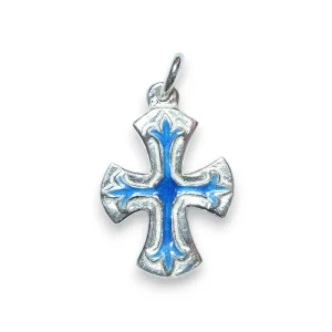 Croix fleur de lys en argent, cadeau communion – 2,5 cm – NA74