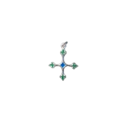 Pendentif croix Fleur de lys, bijou argent vert - 3,8 cm - NA56 | Les Tailleurs d'Images