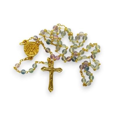 Chapelet en Fluorite – Crucifix doré – 2,5 cm – CH18-0240